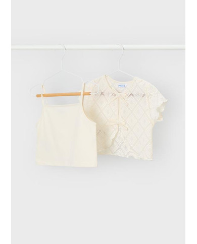 T-shirt m/c 2 peças em croché