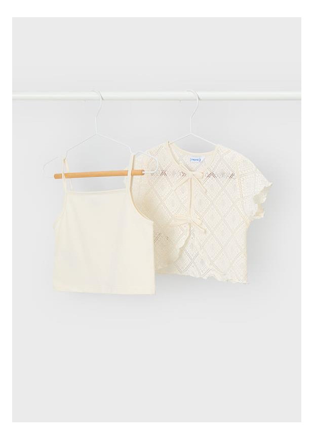 T-shirt m/c 2 peças em croché