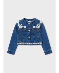 Blusão denim guipur