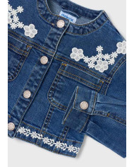 Blusão denim guipur