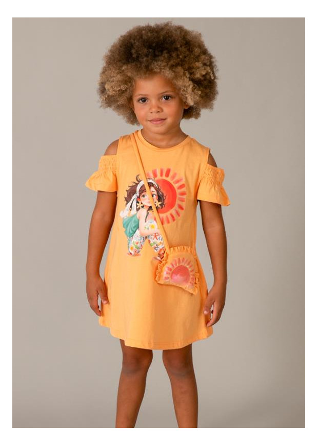 Vestido recortado c/ bolsa