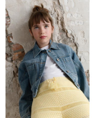 Blusão denim guipur