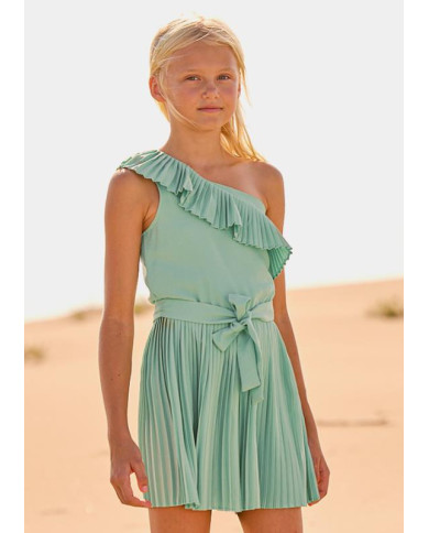 Macacão curto plissado